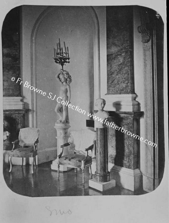 COPIES OF OLD PHOTOS LENT BY LORD CASTLEROSSE  ROUND HALL WITH STATUE OF EVE